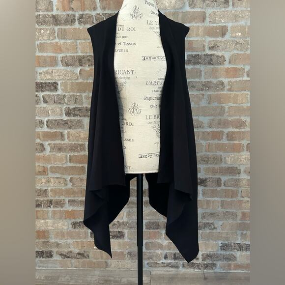 Planet by Lauren G black lagenlook boxy vest open swing pockets sleeveless sz L - Picture 1 of 8